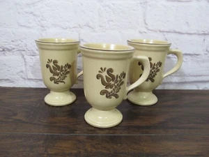 Pfaltzgraff Village Footed Pedestal Coffee Mugs Grandmug 3 Set Tea Cups USA Made - Picture 1 of 5