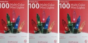 3 Boxes - Holiday Time 100 Multi-Color Mini Christmas Lights w/Optional Blinking - Picture 1 of 3