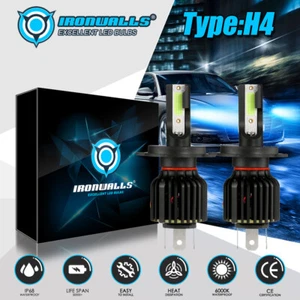 IRONWALLS 2200W 330000LM LED Headlight H4 9003 High/Low Beam 8000K Ice Blue Bulb - Picture 1 of 12