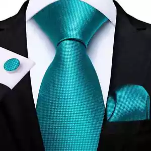 Unique 8cm Men's Silk Tie Pocket Square Cufflinks Set # MJ-0221 - Picture 1 of 5