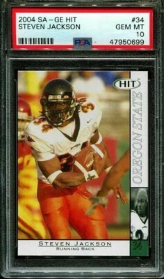 2004 STEVEN JACKSON RC PSA 10 SA-GE HIT #34; Future HOF; Pop 1 of 13 - Image 1 of 2