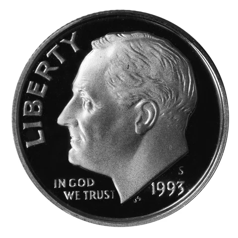 1993 S Roosevelt Dime 10c Gem Deep Cameo Proof 90% Silver US Coin Cover
