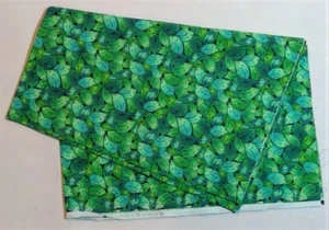 Green Leafs Print Cotton Fabric - 2 Yards - 42 Inches Wide - Picture 1 of 2