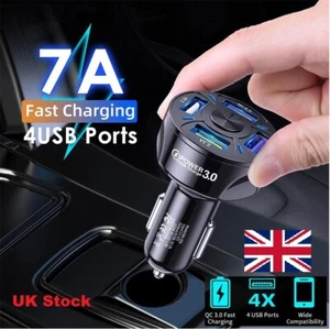 FAST CAR CHARGER 4 USB Port 12V/32V Fast Adapter 7A Universal Socket Adapter - Picture 1 of 13