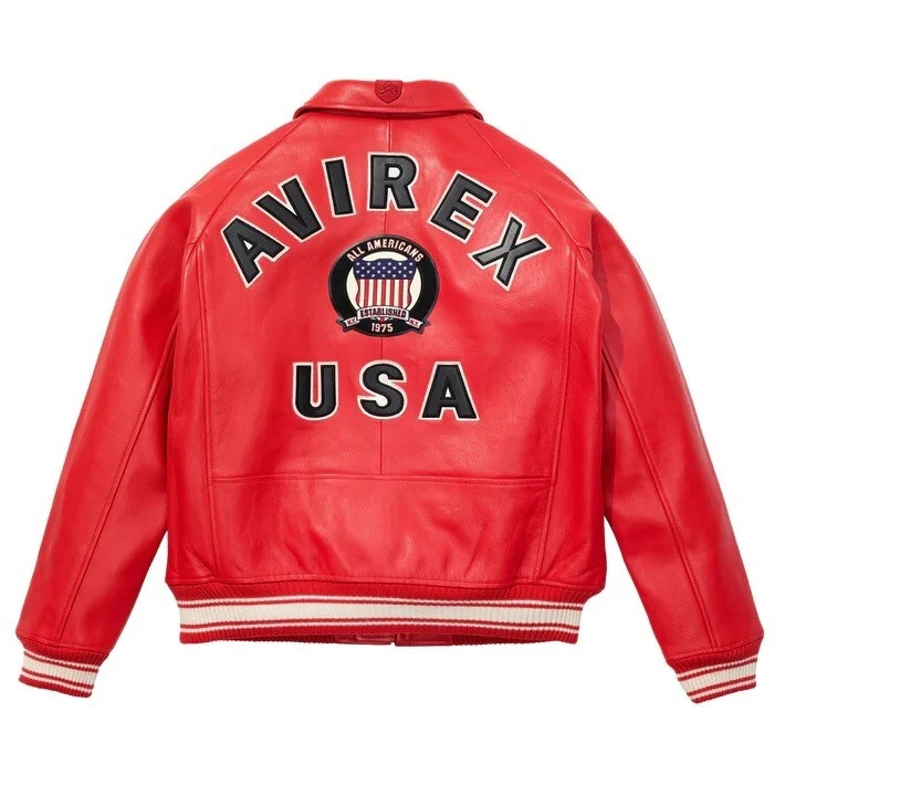 Men's Avirex Real Bomber American Flight Jacket Sheep Leather Jacket 4 Colors - Image 1 of 1