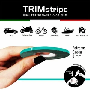 GREEN PETRONAS AUTOMOTIVE MOTORCYCLE 3mm TRIM PIN TAPE DETAIL PINSTRIPE ADHESIVE - Imagen 1 de 4
