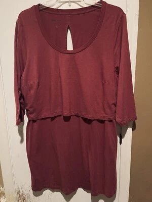 ROAMAN’s Layered Drape Tunic Top Women's Tee 2X 26/28 Plus Rust 3/4 Sleeve - Image 1 of 4