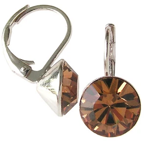 8 mm Ohrringe mit Swarovski Elements Kristall: Farbe Rauch Topas Hell Braun - Bild 1 von 1