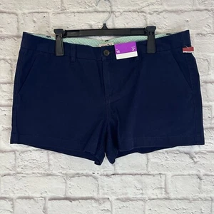 Merona donna 16 pantaloncini blu navy kaki twill chino vita media 3” cuciture interne preppy - Foto 1 di 6