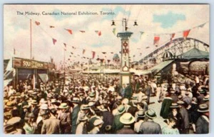 EXPOSICIÓN NACIONAL CANADIENSE MONTAÑA RUSA MIDWAY ESCENA DE MULTITUD POSTAL - Imagen 1 de 2