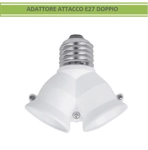 Adattatore E27 doppio portalampada bianco sdoppiatore per lampadine led - Foto 1 di 3