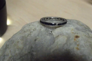 Antiker 20er Jahre natürlicher blauer Saphir Platin Eternity Band Ring Gr, 5,5 - Bild 1 von 10