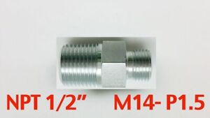Steel Adaptor NPT 1/2" Male to M14x1.5 Male Fittings HEX 22 L=43mm/1.7inch