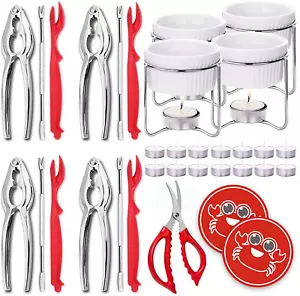 33 Piece Seafood Cracker Forks Shellers Butter Warmers Tool Set Lobster Crab NEW - Picture 1 of 7