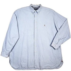 Ralph Lauren Classic Fit Button Down Shirt 3XLT Blue White Striped Flesh Pony - Picture 1 of 8