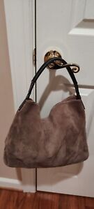 Brown Suede Leather Bucket Hobo Shoulder Bag. Excellent Condition!