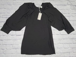 Neiman Marcus Miilla Black Sheer Slit Balloon Sleeves Tunic Top Dress Large NEW - Picture 1 of 10