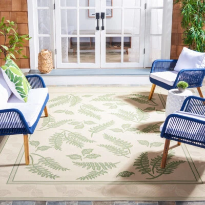 SAFAVIEH Outdoor CY0772-1E01 Courtyard Natural / Olive Rug - Image 1 of 4