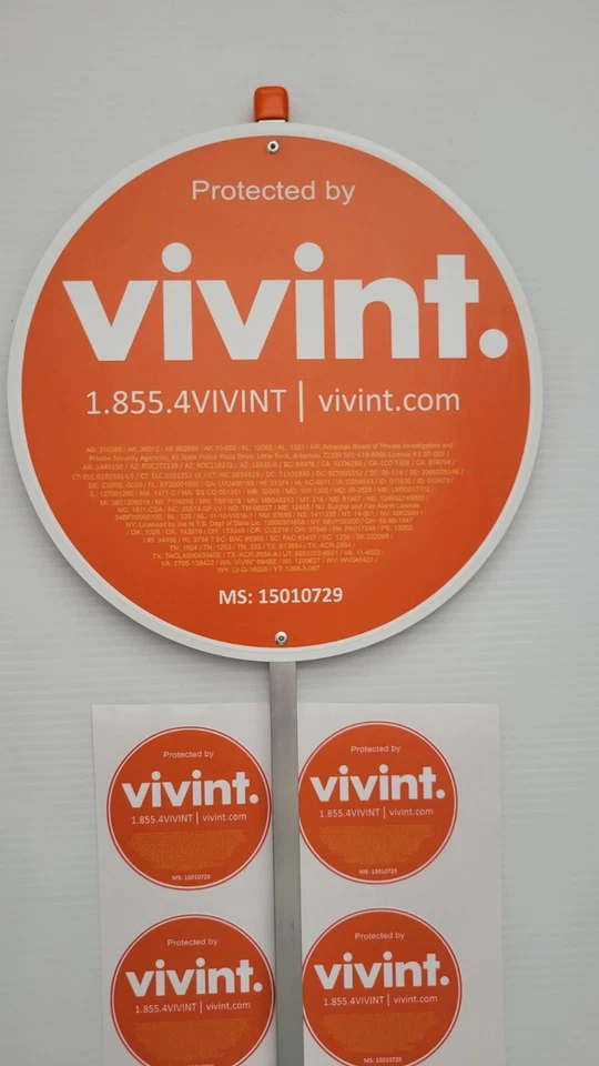 Vivint Circle Security yard Sign made of 100% aluminum (6) window decals