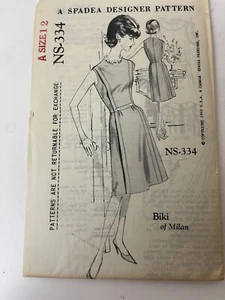 Vestido De Colección PADEA DESIGNER Patrón Biki de Milán SIN USAR 1962 Talla 12 - Imagen 1 de 2