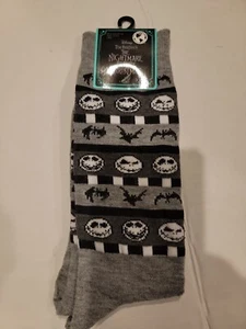Disney Nightmare Before Christmas Jack Skellington Black Gray Crew Socks 1P NEW - Picture 1 of 2