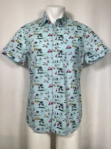 Denim & Flower Slim Fit Blue Vespa Scooter Tropical Shirt Men's MEDIUM NEW - Picture 1 of 10