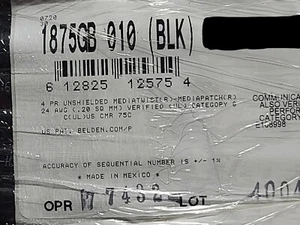 Belden 1875GB 24/4P CAT6+ Bonded Pair MediaTwist Network Cable CMR Black /50ft - Picture 1 of 12