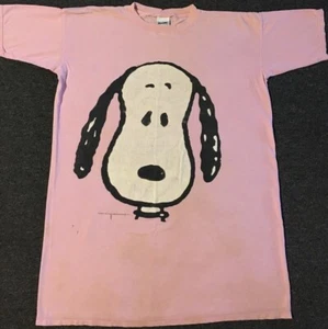 Vtg 90s Snoopy Faded Distress Big Face Sleeping Shirt Peanuts Cartoon Funny TV - Picture 1 of 24