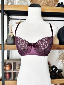 Vintage Victoria’s Secret 2003 Size 34C Purple Lace Balconette Bra Lingerie - Picture 1 of 6