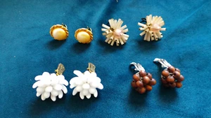 VINTAGE KONVOLUT 4 x OHRCLIPSE MODESCHMUCK 8 TEILE 60er JAHRE - Bild 1 von 6