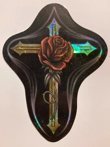 Rote Rose Dorn Verpackung Kreuz Aufkleber Prismatisch Automatenaufkleber David Gonzales - Bild 1 von 9
