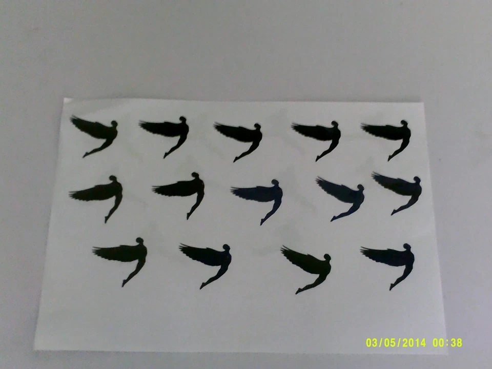 DAZZLE GLITTER TATTOOS 30 x Mann mit Flügeln - Engel Aufkleber schwarz Gothic Engel