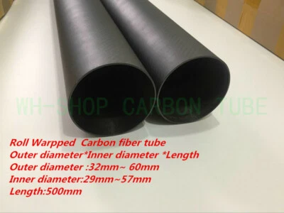 3K Carbon Fiber Rolled Tube 32 33 34 35 36 38 40 42 44 45 46 48 60mm x 500mm -UK - Image 1 of 4