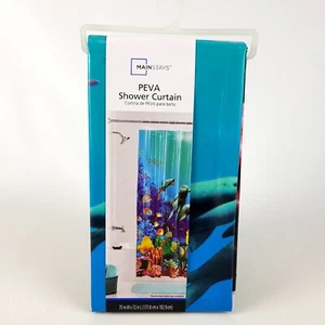 Mainstays Dolphins & Sea Life Underwater PEVA Shower Curtain 70 in. x 72 in. New