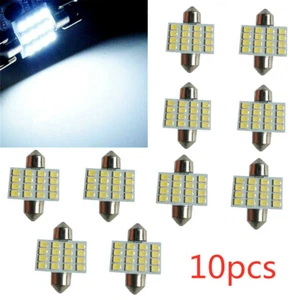 10X White 31mm 16 LED SMD Festoon Dome Car Bulb 3021 3022 DE3175 Light Lamp - Picture 1 of 4