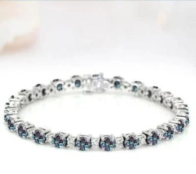 Alexandrite 女士手链 925 纯银手链周年纪念礼物她 — 第 1/3 张图片