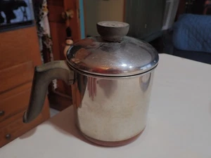 Vintage Revere Ware Percolator Coffee Tea Pot 1801 Copper Clad Stainless 4 Cup - Picture 1 of 7