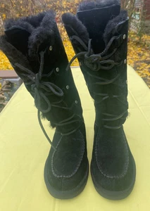 UGG Appalachian Boots  Uptown Tall Lace Up Black Suede Sherpa US 6 Euro 37 - Bild 1 von 6
