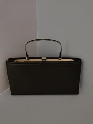 Ande' Ladies Clutch Hand Bag Brown Faux Leather Vintage 1960s Satin Lined Purse - Image 1 of 4