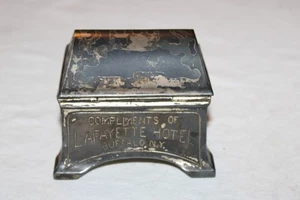 Plato de baratija antiguo raro con soporte para fósforos LAFAYETTE HOTEL Buffalo, NY - Imagen 1 de 17
