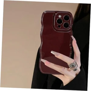 Phone Case Case,Simple Wave Design Wavy Frame Soft for iPhone 14 Pro Wine Red - Picture 1 of 6