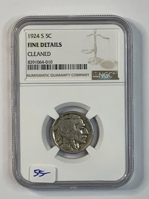 1924-S 5c Buffalo Nickel NGC Fine Details ** AKHXX4010 - Image 1 of 4