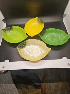 Akcam Turkish Glass Lemons & Limes Appetizer Plate Dish Bowl Set of 4. 6.5" - Picture 1 of 6