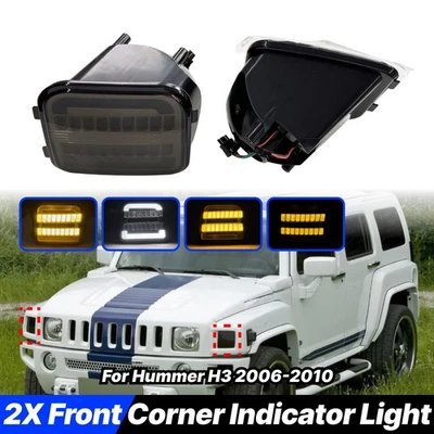 For 2006-2010 Hummer H3 2Pcs LED Turn Signal Lamps Front Corner Indicator Lights - Image 1 of 4