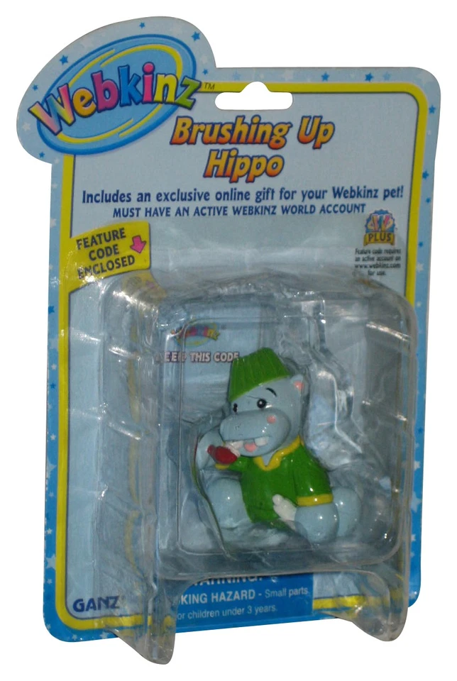 Minifigura de 2 pulgadas Webkinz Brushing Up Hippo Ganz Foto 1 de 1