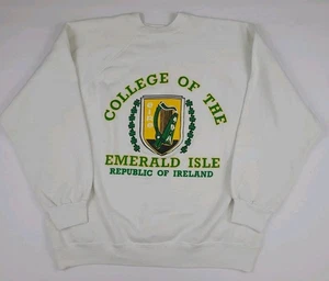 Felpa Arpa Vintage Anni 80 College Of The Emerald Isle Repubblica D'Irlanda Rara - Foto 1 di 7