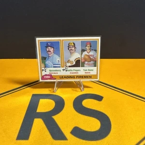 1981 Topps - League Leaders Rollie Fingers, Dan Quisenberry, Tom Hume #8 - Imagen 1 de 8
