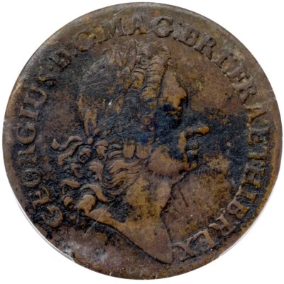 1723 M 4.3-F.2 R-5 PCGS VF Details Rosa Americana 2 Pence Colonial Coin - Image 1 of 3