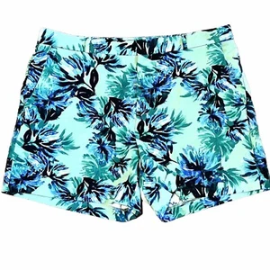 BANANA REPUBLIC women's Navy Blue Green Floral Flat Front SHORTS 14 Resort - Picture 1 of 9