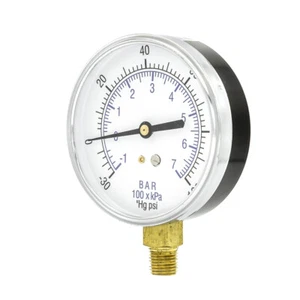 Dry Lower Mount Vacuum Gauge with 3.5" Dial, 30" Hg VAC/100 PSI, 1/4" Male NPT - Picture 1 of 7